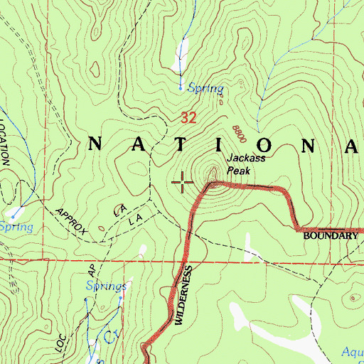 Topographic Map of Jackass Peak, CA