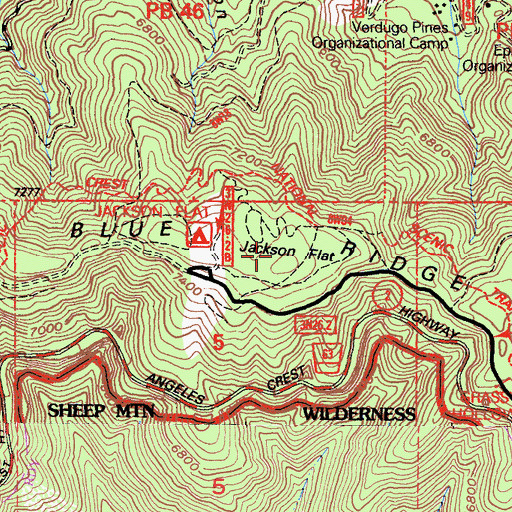 Topographic Map of Jackson Flat, CA