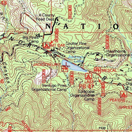 Topographic Map of Jackson Lake, CA