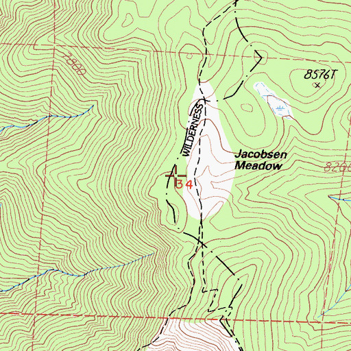 Topographic Map of Jacobsen Meadow, CA