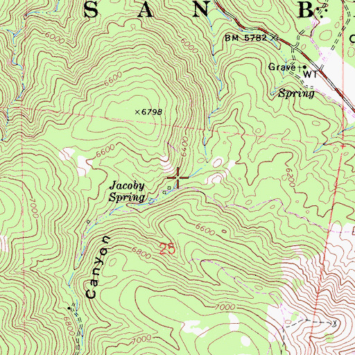 Topographic Map of Jacoby Canyon, CA