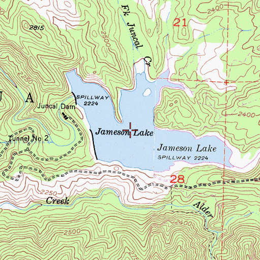 Topographic Map of Jameson Lake, CA