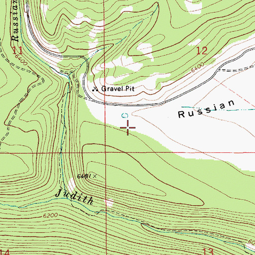 Topographic Map of Russian Flat Airport, MT