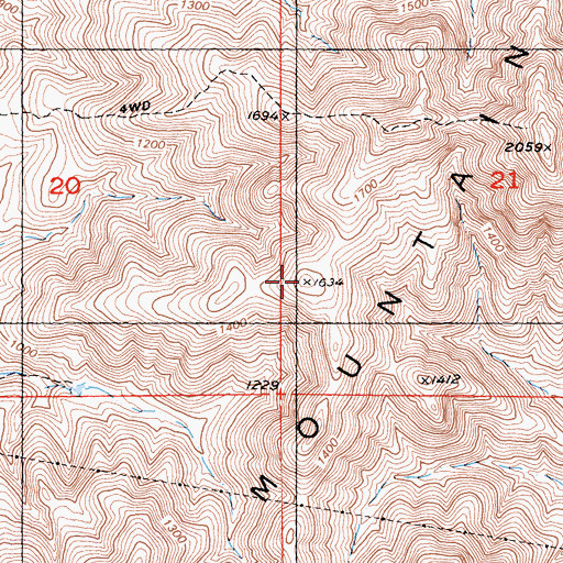 Topographic Map of Jamul Mountains, CA