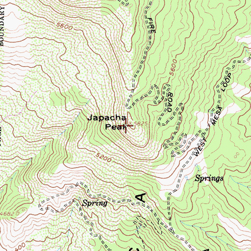 Topographic Map of Japacha Peak, CA