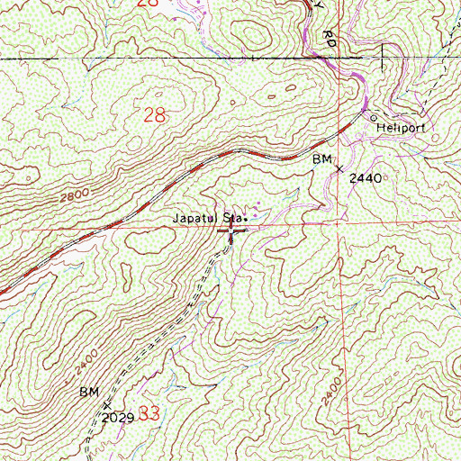 Topographic Map of Japatu Station, CA