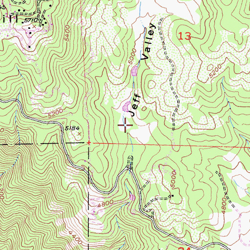 Topographic Map of Jeff Valley, CA