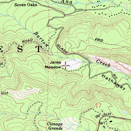 Topographic Map of Jenks Meadow, CA