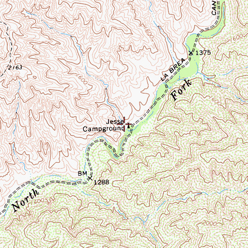Topographic Map of Jesse Campground, CA