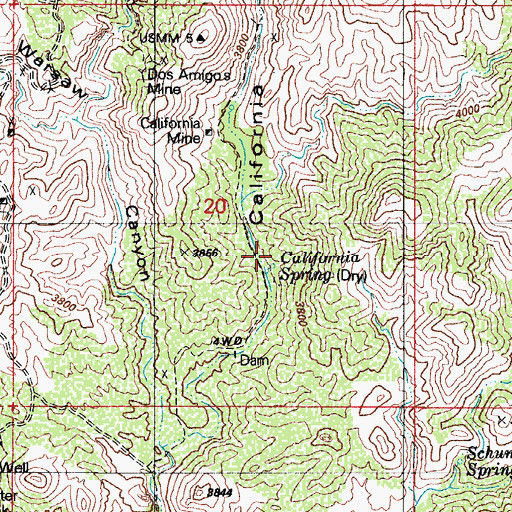 Topographic Map of California Spring, AZ