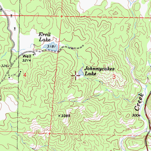 Topographic Map of Johhnycakes Lake, CA