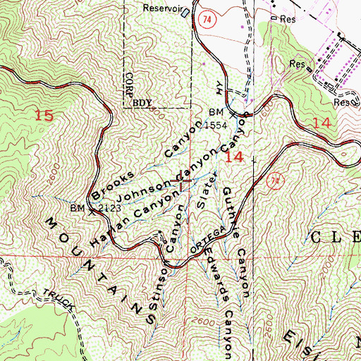 Topographic Map of Johnson Canyon, CA