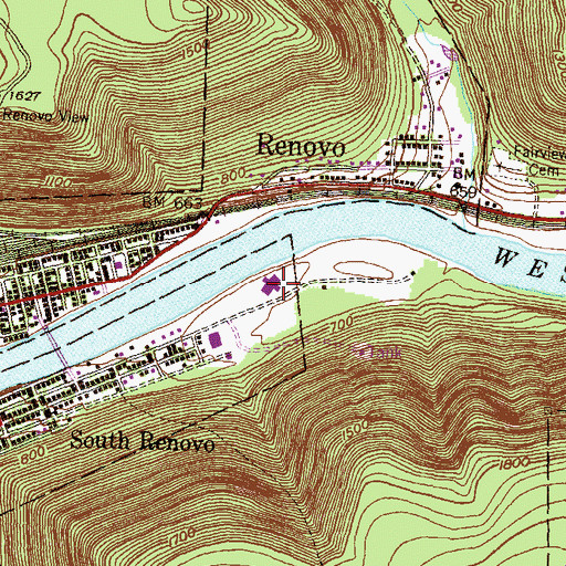 Topographic Map of Bucktail Medical Center, PA