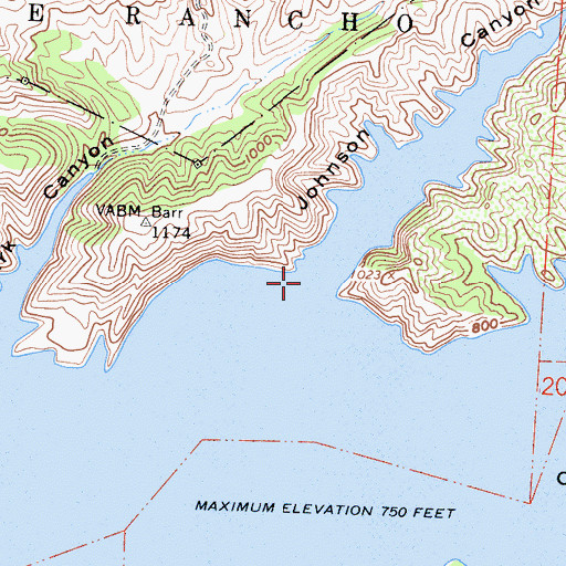 Topographic Map of Johnson Canyon, CA