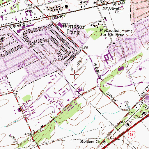 Topographic Map of HealthSouth Rehabilitation Hospital of Mechanicsburg, PA