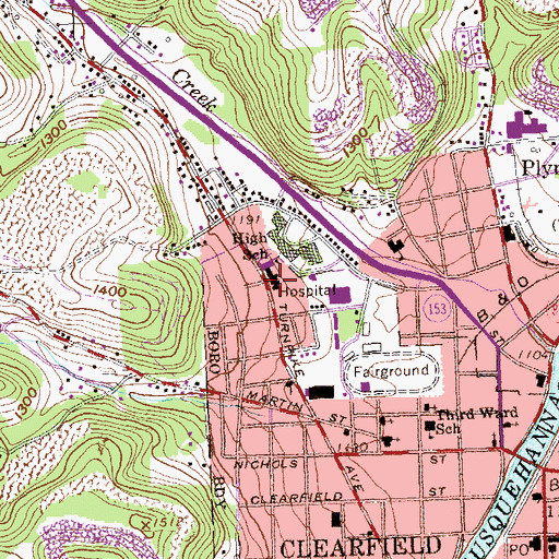 Topographic Map of Clearfield Hospital, PA