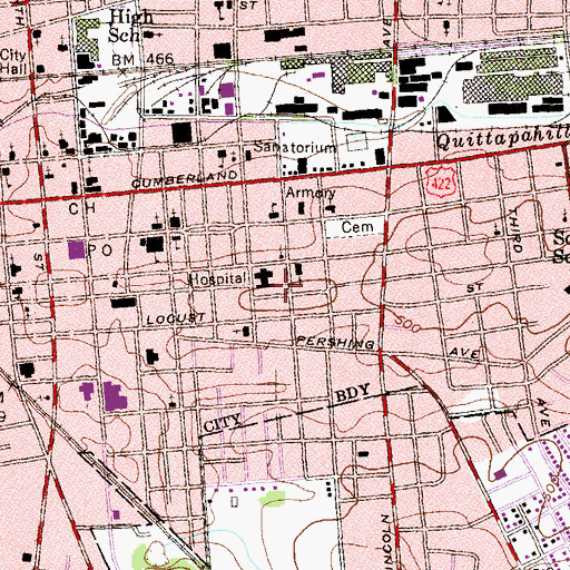 Topographic Map of WellSpan Good Samaritan Hospital, PA