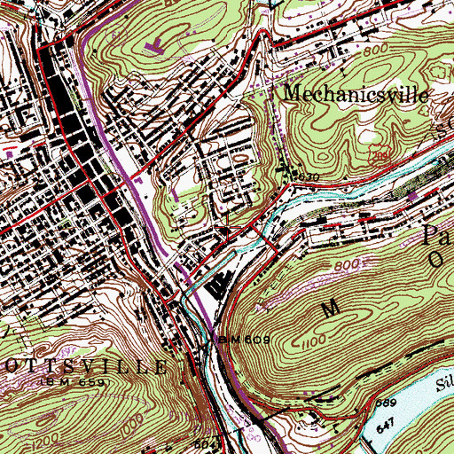 Topographic Map of Schuylkill Medical Center South Jackson Street, PA