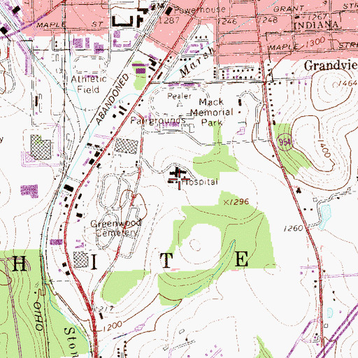 Topographic Map of Indiana Regional Medical Center, PA