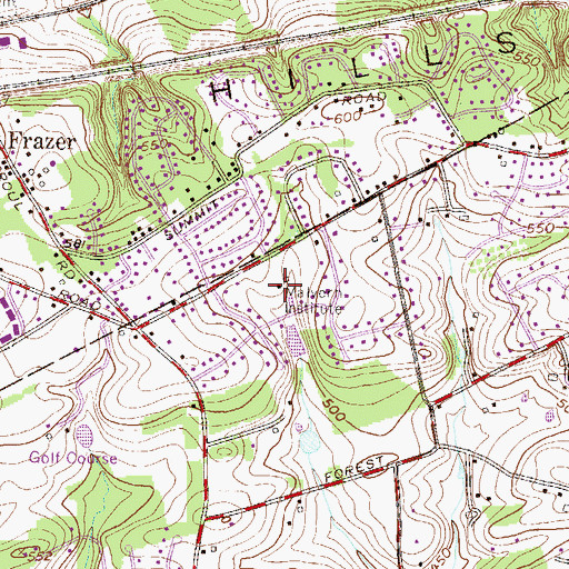Topographic Map of Malvern Institute, PA