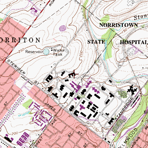 Topographic Map of Montgomery County Emergency Service - Behavioral Health Hospital, PA