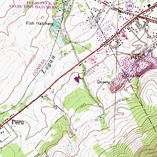 Topographic Map of HealthSouth Nittany Valley Rehabilitation Hospital, PA