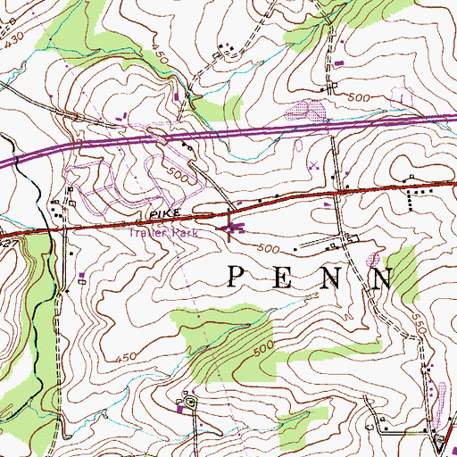 Topographic Map of Jennersville Regional Hospital, PA