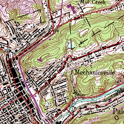 Topographic Map of Schuylkill Medical Center East Norwegian Street, PA