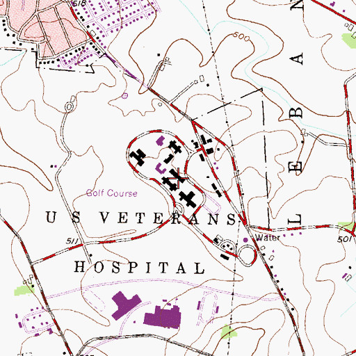 Topographic Map of Lebanon Veterans Affairs Medical Center, PA