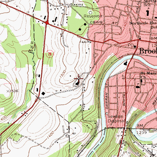 Topographic Map of Brookville Hospital, PA