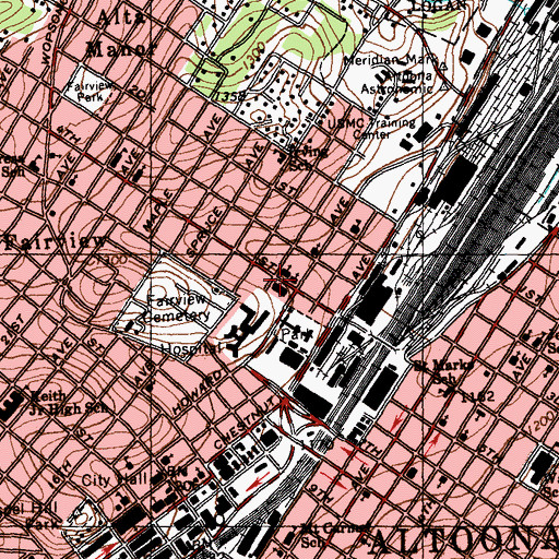 Topographic Map of Altoona Center, PA