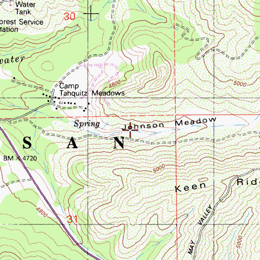 Topographic Map of Johnston Meadow, CA
