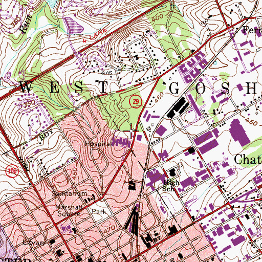 Topographic Map of Chester County Hospital, PA