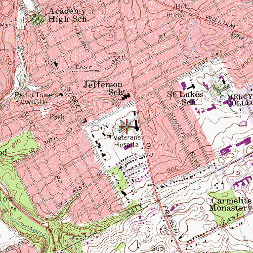 Topographic Map of Erie Veterans Affairs Medical Center, PA