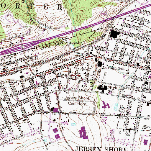 Topographic Map of Jersey Shore Hospital, PA