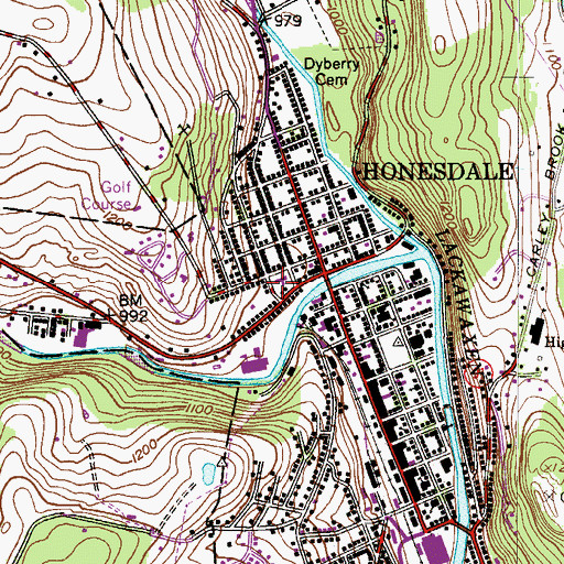 Topographic Map of Wayne Memorial Hospital, PA