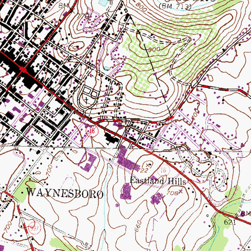 Topographic Map of Waynesboro Hospital, PA