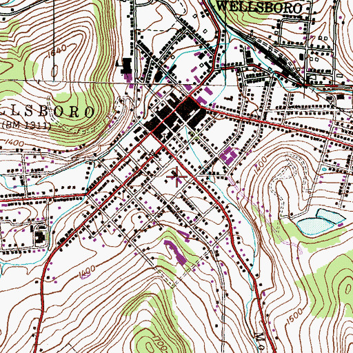 Topographic Map of Soldiers and Sailors Memorial Hospital, PA