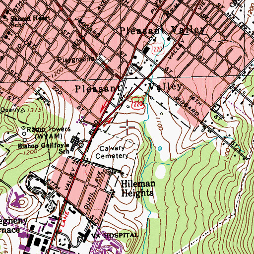 Topographic Map of HealthSouth Rehabilitation Hospital of Altoona, PA