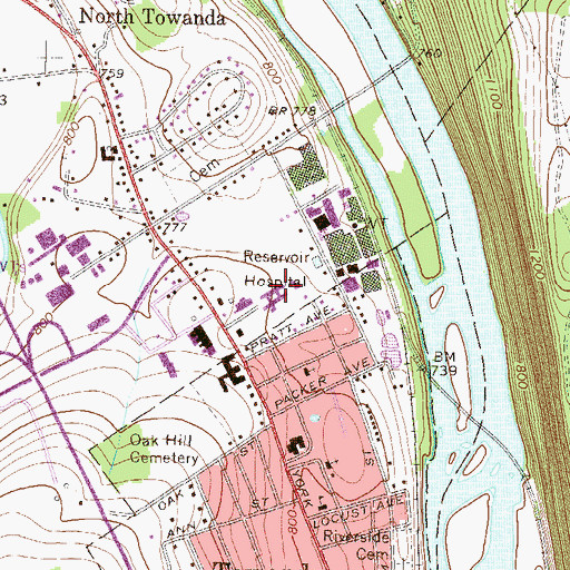 Topographic Map of Guthrie Towanda Memorial Hospital, PA