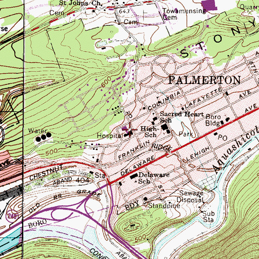 Topographic Map of Palmerton Hospital, PA
