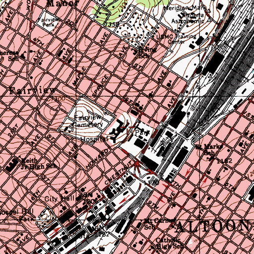 Topographic Map of UPMC Altoona, PA