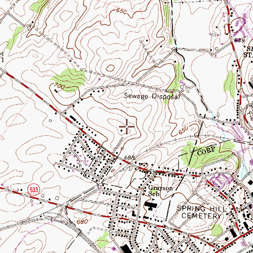 Topographic Map of Roxbury Treatment Center, PA