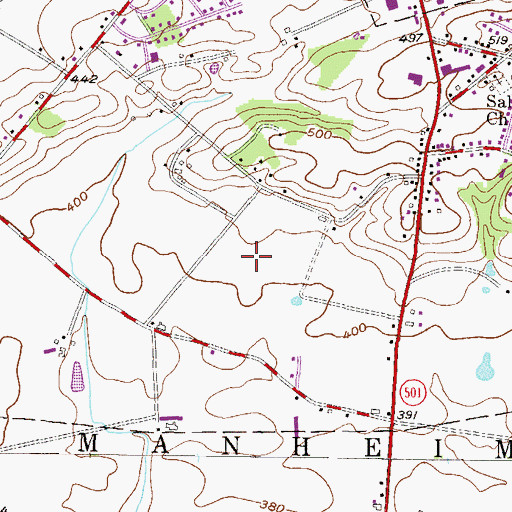 Topographic Map of Heart of Lancaster Regional Medical Center, PA