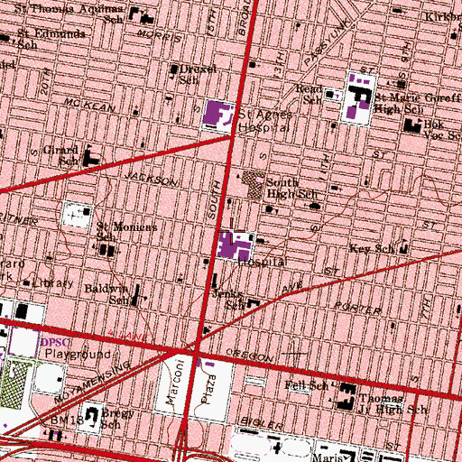 Topographic Map of Methodist Hospital Division, PA