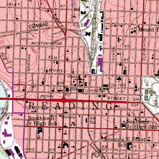 Topographic Map of Berkshire Pavilion, PA
