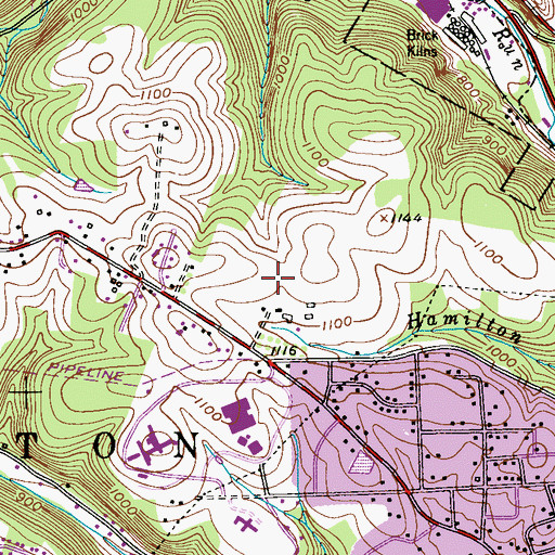Topographic Map of Kindred Hospital at Heritage Valley, PA