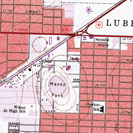 Topographic Map of Covenant Medical Center Lakeside Campus, TX