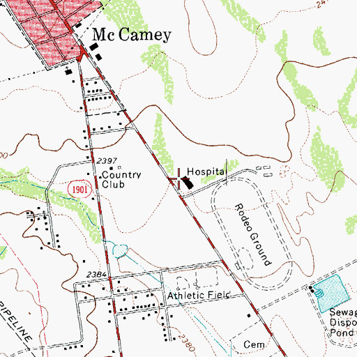 Topographic Map of McCamey Hospital, TX