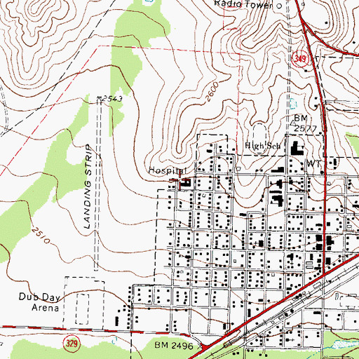 Topographic Map of Rankin County Hospital, TX